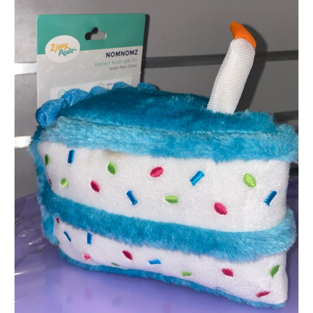NEW ZIPPYPAWS NOMNOMZ PLUSH BIRTHDAY CAKE SQUEAKY DOG TOY BLUE